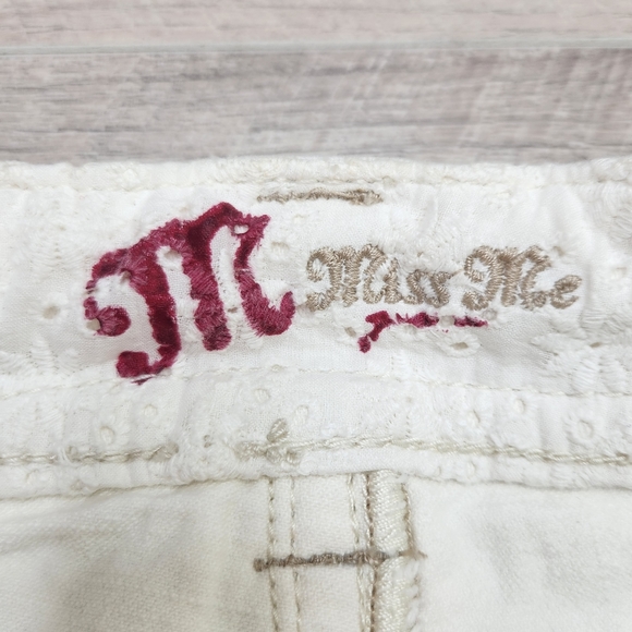 Miss Me Women's Denim MIni Skirt Flap Pockets Eyelet Trim Off White S - Picture 5 of 10